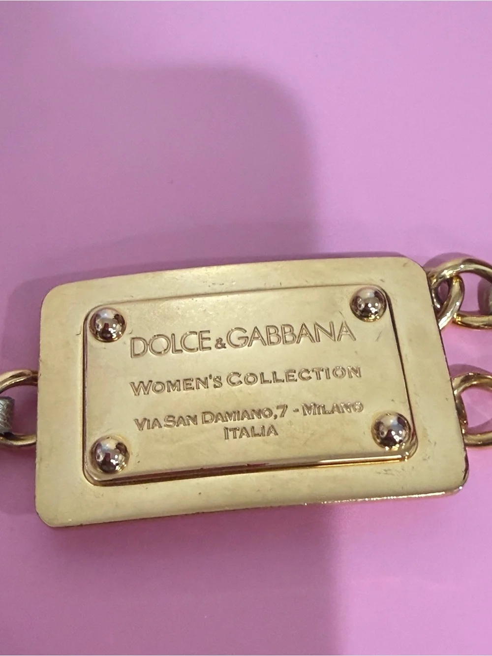 Dolce & Gabbana Gold Logo Plate Chain Belt